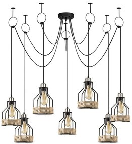 Φωτιστικό Οροφής Fiko 892OPV1690 Φ137x131cm 7xE27 40W Natural-Black Opviq
