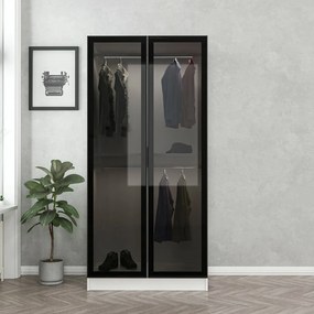 Διφυλλη Ντουλαπα Μαυρο/Λευκο KALEO GLASS 52x90x190