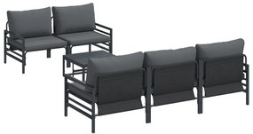 vidaXL Σετ Καναπέ Κήπου με μαξιλάρι 6 pcs Ανθρακί Ατσάλι & ύφασμα