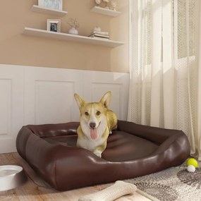 vidaXL Κρεβάτι Σκύλου Καφέ 80 x 68 x 23 εκ. Συνθετικό Δέρμα