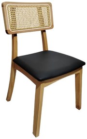 Καρέκλα Renna ξύλο οξιάς σε φυσική απόχρωση με μαύρο pu μαξιλάρι 48x52x79εκ 2αδα 48x52x79 εκ.