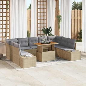vidaXL Σέτ φαγητού για κήπο 10 pcs Μπεζ, Γκρι 100 x 55 x 73 εκ