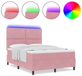 vidaXL Κρεβάτι με ελατήρια με στρώμα Ροζ 140 x 200 cm Βελούδο