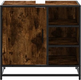 vidaXL ντουλάπι νιπτήρα μπάνιου καπνιστή δρυς 65x33x60 cm