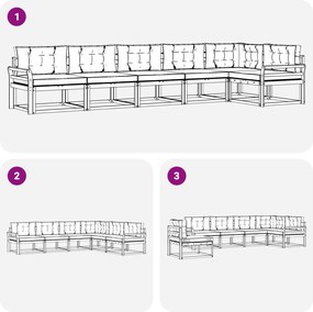 vidaXL Σειρά Καναπέ Εξωτερικού 4 pcs Λευκό και Μπεζ Πολυεστέρας