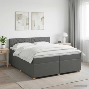 vidaXL Κρεβάτι box spring με στρώμα Σκούρο Γκρι 200 x 200 cm Ύφασμα
