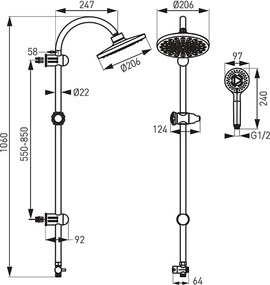 Ferro Rondo Black NP21-BL - Στήλη ντουζ χωρίς μπαταρία