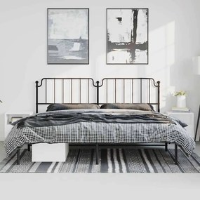 vidaXL Πλαίσιο Κρεβατιού με Κεφαλάρι Μαύρο 193 x 203 εκ. Μεταλλικό