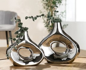 Βάζο ArteLibre Ασημί Κεραμικό 23.5x8.5x23cm