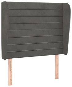 Κεφαλάρι με Πτερύγια Σκούρο Γκρι 83x23x118/128 εκ. Βελούδινο - Γκρι