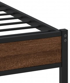 vidaXL Πλαίσιο Κρεβ. Χωρ. Στρώμα Καφέ Δρυς 107x200 εκ. Επεξ. Ξύλο