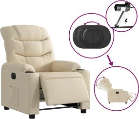 vidaXL Πολυθρόνα Ανακλινόμενη Ηλεκτρική Κρεμ Υφασμάτινη