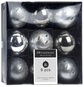 Χριστουγεννιάτικες Μπάλες (Σετ 9τμχ) K-M Silver CAN220510