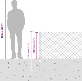 vidaXL Φράχτης αλυσίδας με στήλη 25 x 0,8 m Γαλβανισμένος Χάλυβας Γκρι
