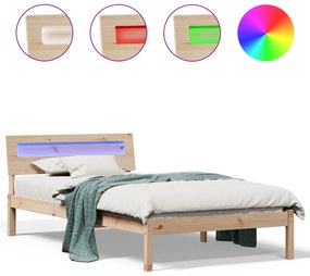 vidaXL Σκελετός Κρεβατιού Καφέ 90 x 200 cm Μασίφ ξύλο πεύκου