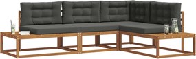 vidaXL Σειρά Καναπέ Εξωτερικού 4 Τεμάχιο Φυσικό και Ανθρακί
