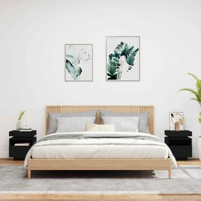 vidaXL Κομοδίνα με Φώτα LED 2 τεμ. Μαύρα 40x39x48,5 εκ.