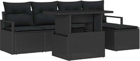 vidaXL Σετ Καναπέ Κήπου με αποθήκευση 6 pcs Μαύρο Πολυ ράταν