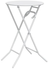 vidaXL Αναδιπλούμενο Τραπέζι Κήπου Λευκό Ø50 x 72 cm Χάλυβας