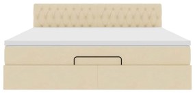 vidaXL Οθωμανικό κρεβάτι με στρώμα Cream 180x200cm ύφασμα