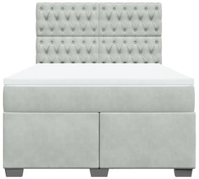 vidaXL Κρεβάτι Boxspring με Στρώμα Ανοιχτό Γκρι 140x190 εκ. Βελούδινο