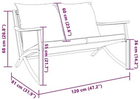 vidaXL Παγκάκι Κήπου 120 εκ. από Ατσάλινο με Μαξιλάρι