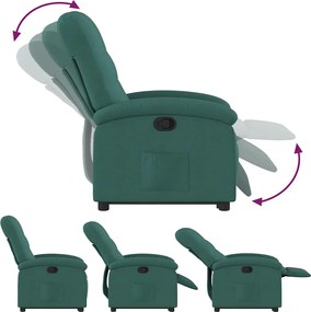 vidaXL Πολυθρόνα Ανακλινόμενη με Ανύψωση Σκούρο Πράσινη Υφασμάτινη