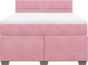 vidaXL Κρεβάτι Boxspring με Στρώμα Ροζ 140x190 εκ. Βελούδινο