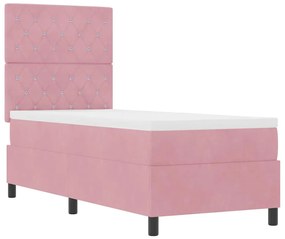 vidaXL Κρεβάτι με ελατήρια με στρώμα Ροζ 80 x 200 cm Βελούδο