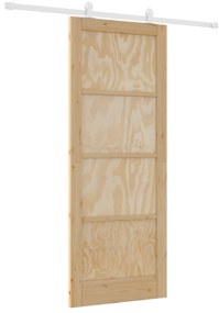 vidaXL Συρόμενη Πόρτα με Σετ Υλικών 83x211 cm Συμπαγές Ξύλο Πεύκου