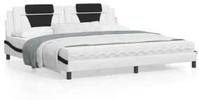 Πλαίσιο Κρεβατιού με LED Λευκό/Μαύρο 200x200εκ. Συνθετικό Δέρμα - Λευκό