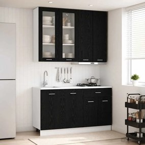 vidaXL Μονάδα κουζίνας LYON 4 pcs Μαύρη Δρυς Επεξεργασμένο Ξύλο