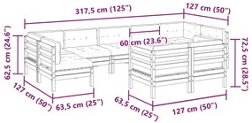 Καναπές Κήπου Σετ 9 τεμ Εμποτισμένο Ξύλο Πεύκου με Μαξιλάρια - Καφέ