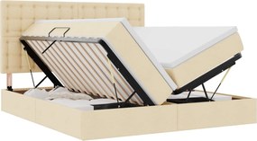 vidaXL Κρεβάτι Αποθήκης με στρώμα Κρέμ 200 x 200 cm Τεχνητό Δέρμα