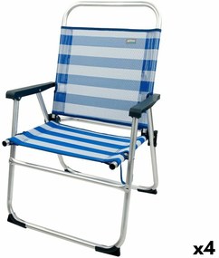 Καρέκλα στην παραλία Aktive Μπλε Λευκό 48 x 88 x 50 cm Αλουμίνιο Εύκαμπτο (4 Μονάδες)