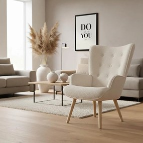 Πολυθρόνα Fluffy μπουκλέ κρεμ-φυσικό 75x69x96εκ 75x69x96 εκ.