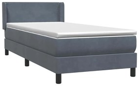 Κρεβάτι Boxspring με Στρώμα Σκούρο Γκρι 90x210 εκ. Βελούδινο - Γκρι