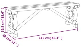 Παγκάκι Κήπου 115 εκ. από Μασίφ Ξύλο Ελάτης - Καφέ