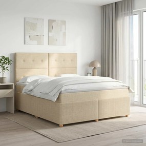 vidaXL Κρεβάτι box spring με στρώμα Κρεμ 140 x 190 cm Ύφασμα