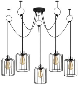 Φωτιστικό Οροφής Tel 892OPV1701 Φ116x131cm 5xE27 40W Black Opviq