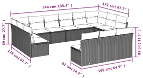 vidaXL Σετ Καναπέ Κήπου 13τεμ Μπεζ Συνθ. Ρατάν με Μαξιλάρια