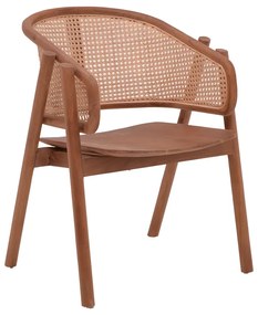 Intrahome Πολυθρόνα Anlene Intrahome σκελετός teak ξύλο σε καρυδί απόχρωση με φυσικό rattan 62x54x82εκ | SKU: INTRAPA-447111113