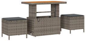 vidaXL 11 Piece Garden Sofa Set with Cushions Γκρι Πολυ Ρατάν Ακακία