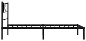 vidaXL Πλαίσιο Κρεβατιού με Κεφαλάρι Μαύρο 100 x 190 εκ. Μεταλλικό