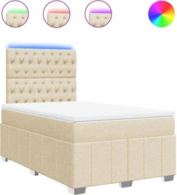vidaXL Κρεβάτι Boxspring με Στρώμα Κρεμ 120x200 εκ. Υφασμάτινο