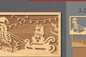 Σετ των 2 Intra απο ξύλο plywood 3mm-4mm πάχος – Υποβρύχια χριστουγεννιάτικη σκηνή κοπής με λέιζερ Δίασταση  20x20 cm INTRAFABR-112551846