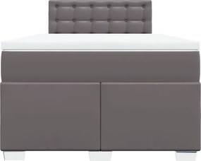 vidaXL Κρεβάτι Boxspring με Στρώμα Γκρι 120x190εκ. από Συνθετικό Δέρμα