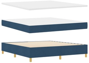 vidaXL Κρεβάτι με Στήριγμα και Πάγκο Μπλε 180x200 εκ Ύφασμα