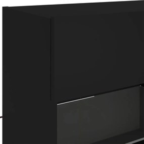 Έπιπλο Τοίχου Τηλεόρασης με LED Μαύρο 98,5x30x60,5 εκ. - Μαύρο