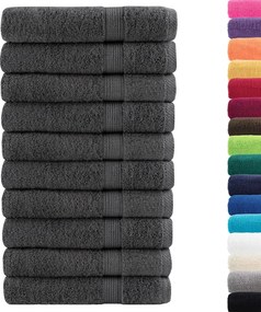 vidaXL Πετσέτες Premium SOLUND 10 τεμ. Ανθρακί 100x200 εκ. 600 γρ./μ²